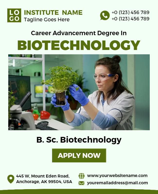 Innovative Green Biotechnology Career Advancement Poster Template