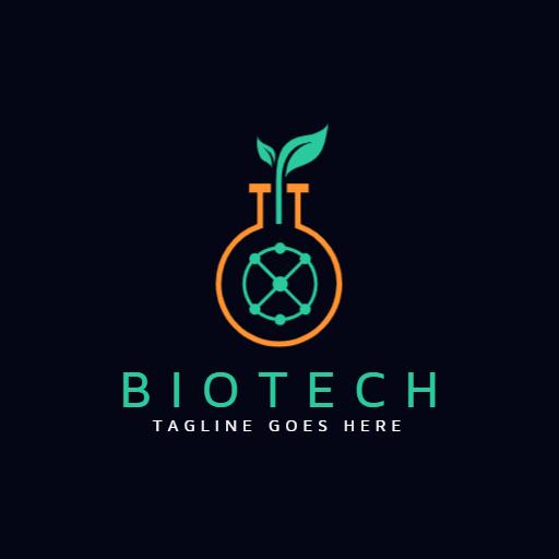 Innovative Green Laboratory Flask Representing Biotech Solutions Logo Template