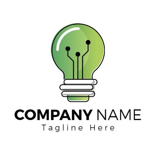 Innovative Green Light Bulb Symbolizing Technology Solutions Logo Template