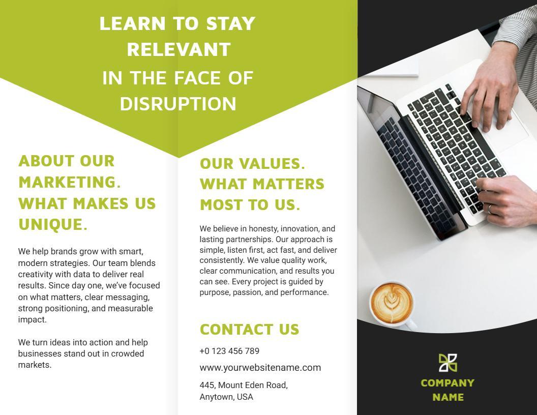 Innovative Green Marketing Strategy Tri Fold Brochure Template