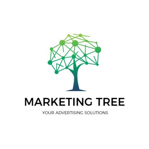 Innovative Green Tree Design Showcasing Marketing Solutions Logo Template