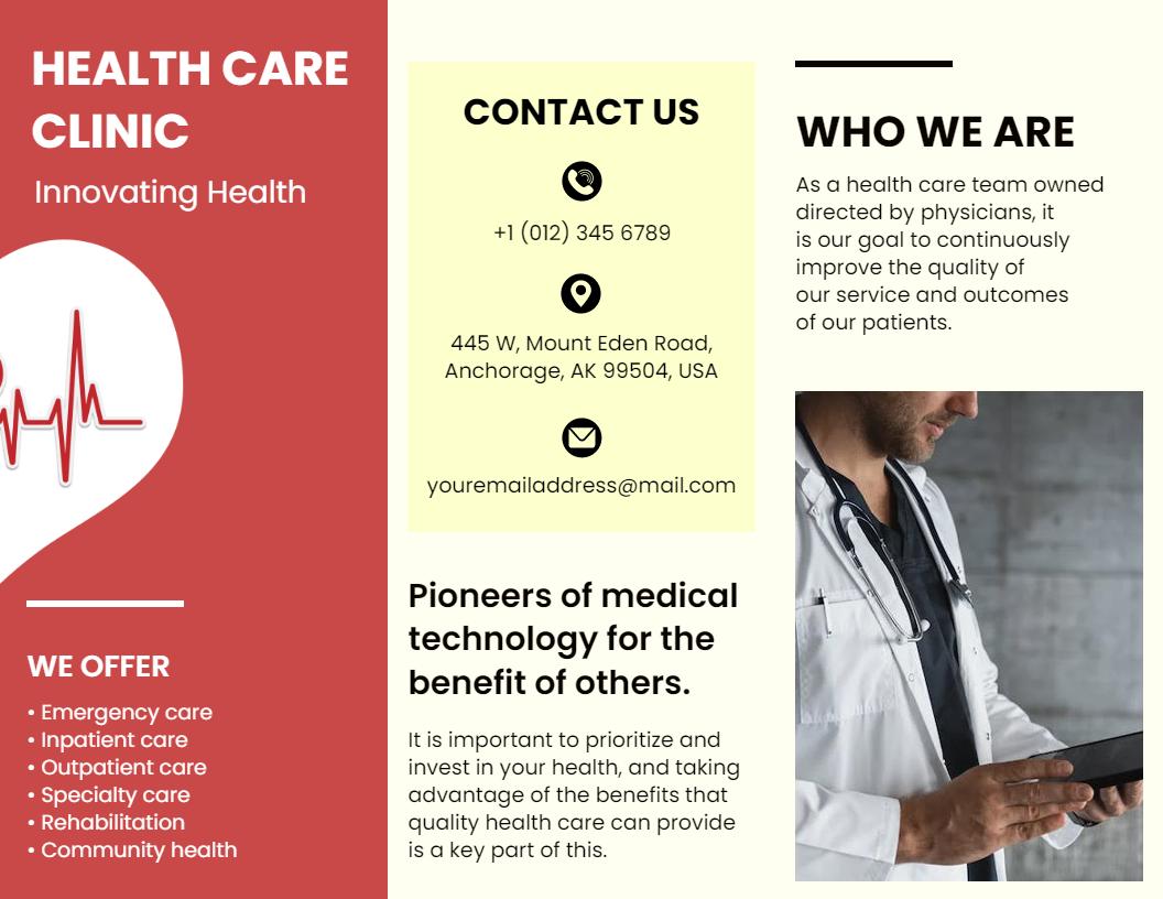 Innovative Health Care Services and Clinic Overview Brochure Template