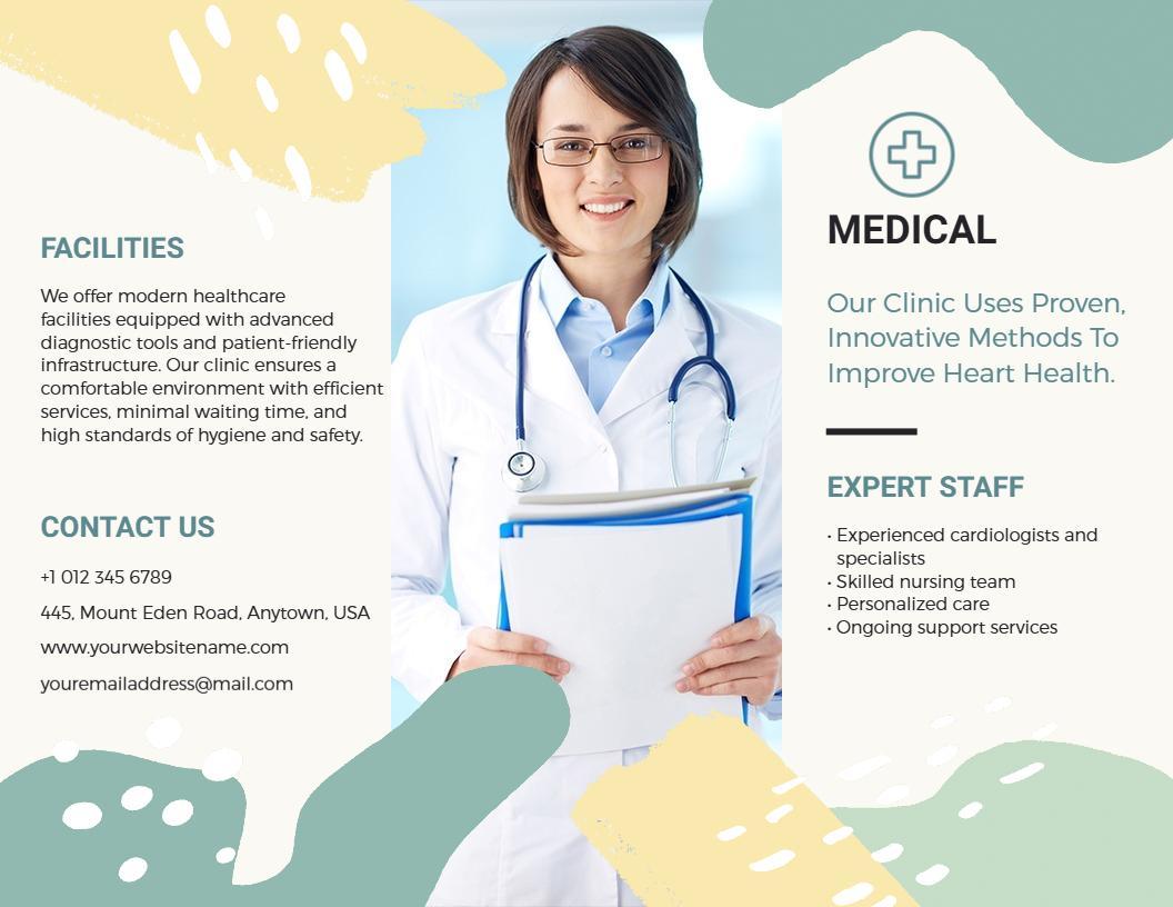 Innovative Heart Health Clinic Medical Services Brochure Template