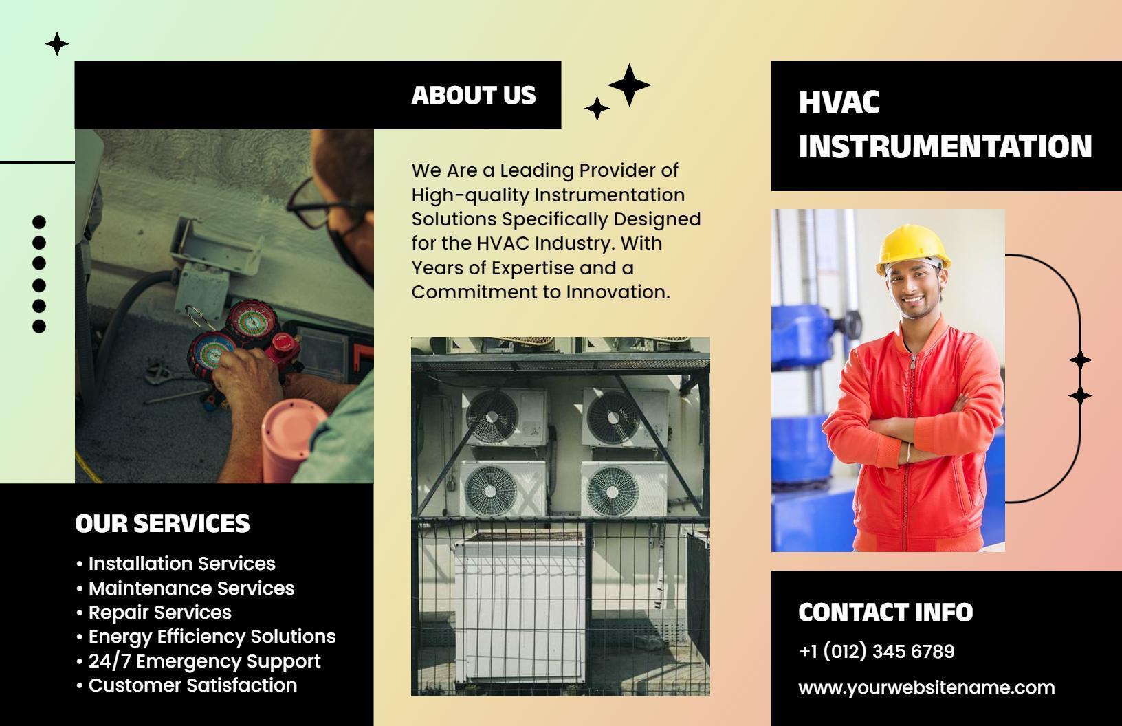 Innovative HVAC Instrumentation Services Tri Fold Brochure Template