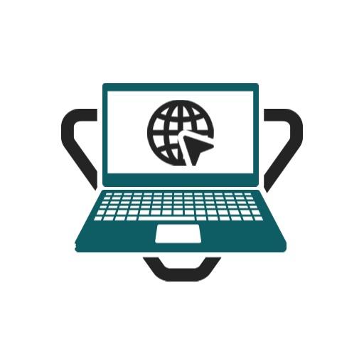 Innovative Laptop Design Showcasing Global Connectivity IT Logo Template