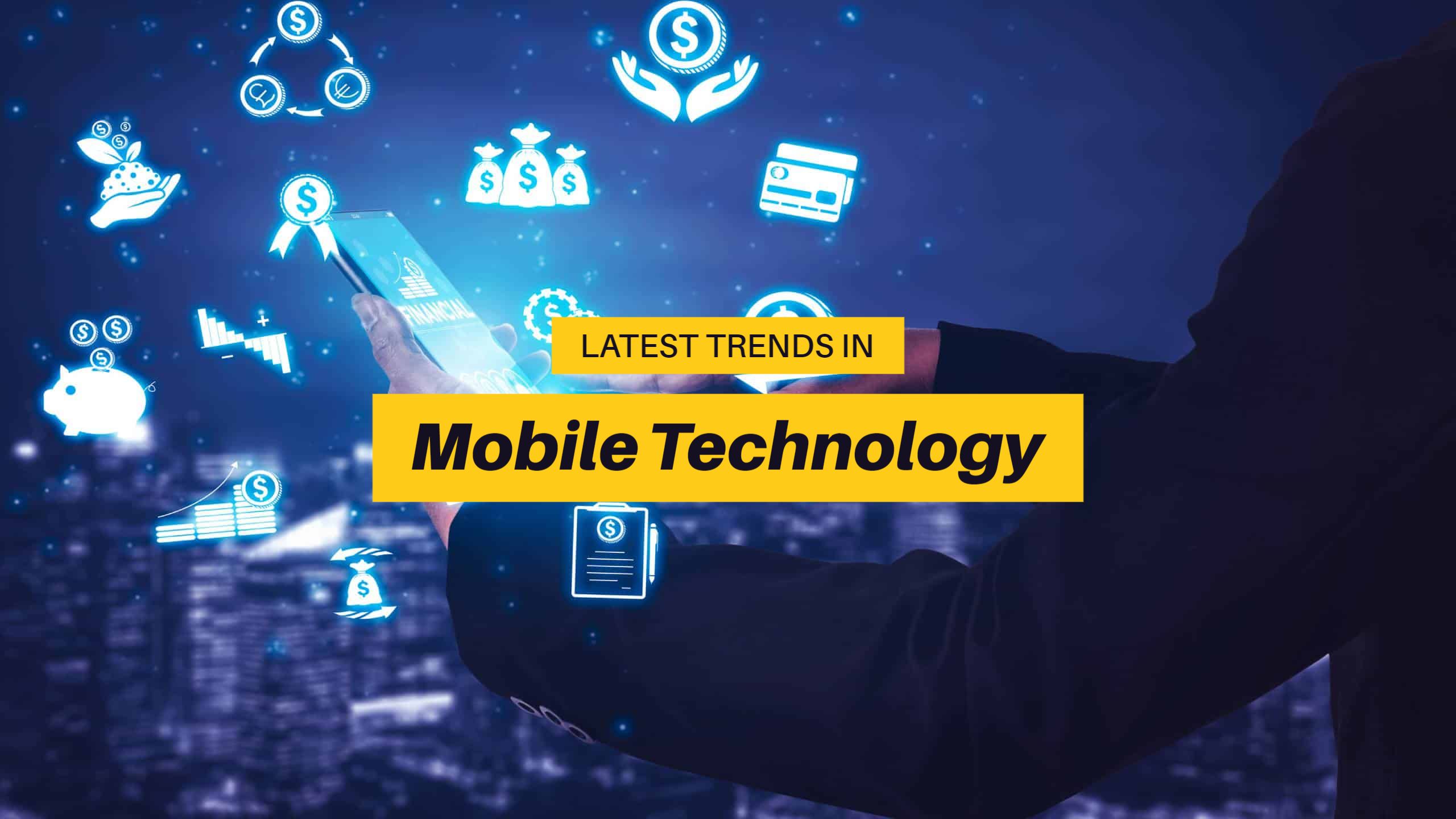 Innovative Mobile Technology Trends with Blue Icons YouTube Banner Template