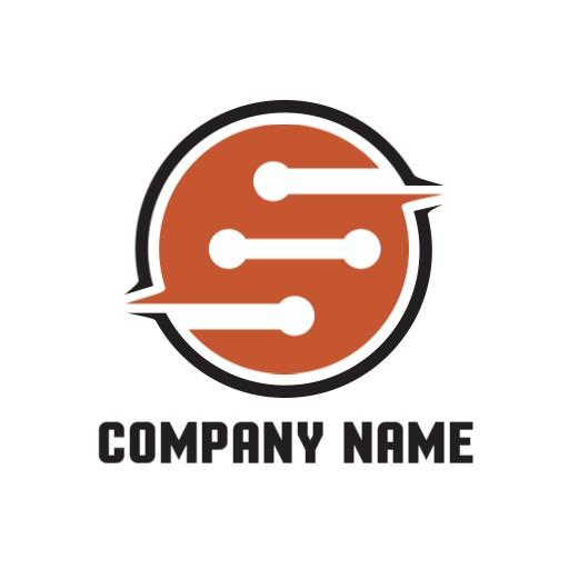 Innovative Orange Circuit Design for IT Solutions Logo Template