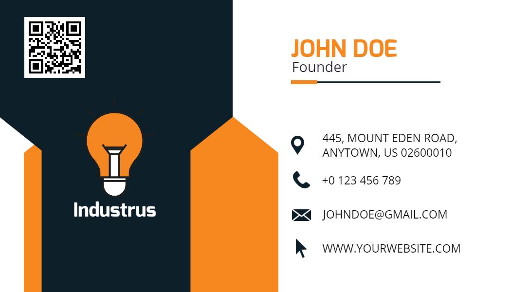 Innovative Orange Light Bulb QR Code Enabled Business Card Template