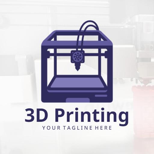 Innovative Purple 3D Printer Technology for Creative Solutions Logo Template