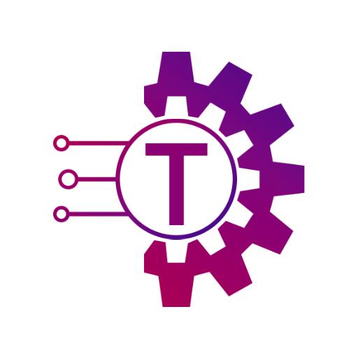 Innovative Purple Gear Design Featuring Letter T Alphabet Logo Template