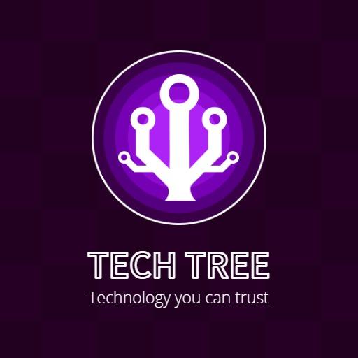 Innovative Purple Tech Tree Design Representing Modern Technology Logo Template