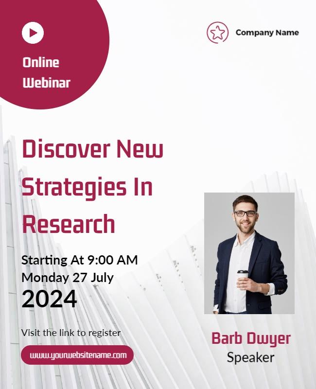 Innovative Red Online Webinar on Research Strategies Poster Template