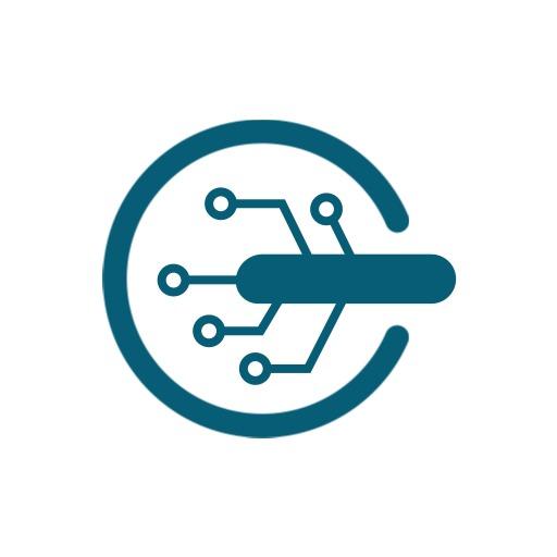 Innovative Teal Circuit Design for Electronics Industry Logo Template