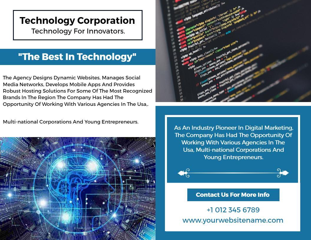Innovative Technology Corporation Services Bi Fold Brochure Template