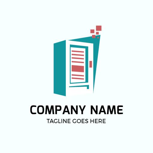 Innovative Vending Machine Design in Teal and Red Colors Logo Template