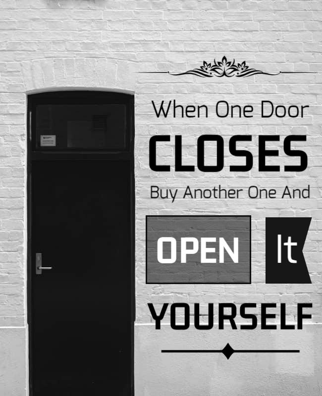 Inspirational Black and White Door Opening Motivational Flyer Template