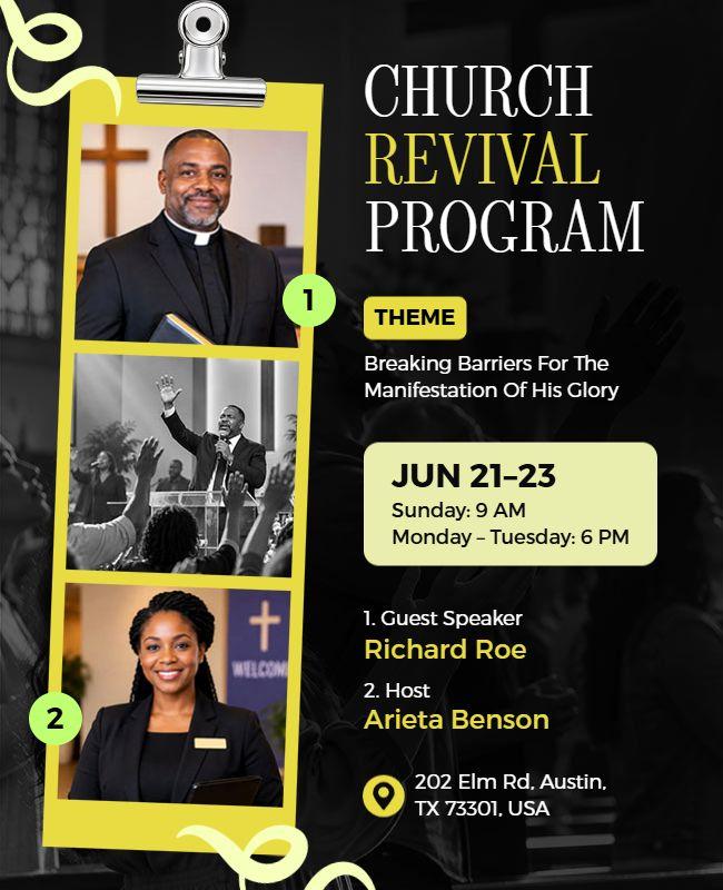 Inspirational Black Church Revival Program Announcement Flyer Template