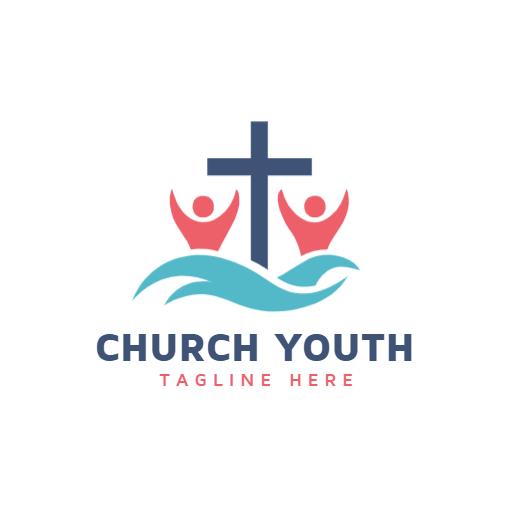 Inspirational Blue and Pink Logo for Church Youth Community Logo Template