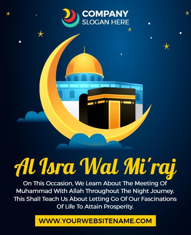 Inspirational Blue Islamic Al Isra Wal Mi'raj Event Poster Template