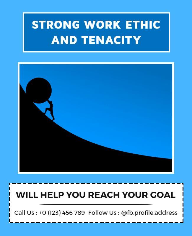 Inspirational Blue Minimalist Motivational Goal Setting Poster Template