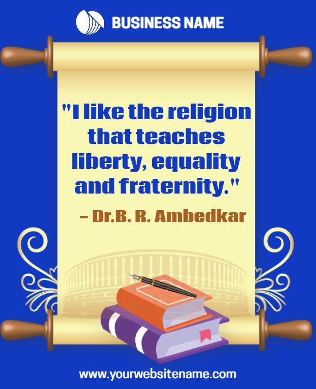 Inspirational Blue Quote with Books and Liberty Theme Poster Template