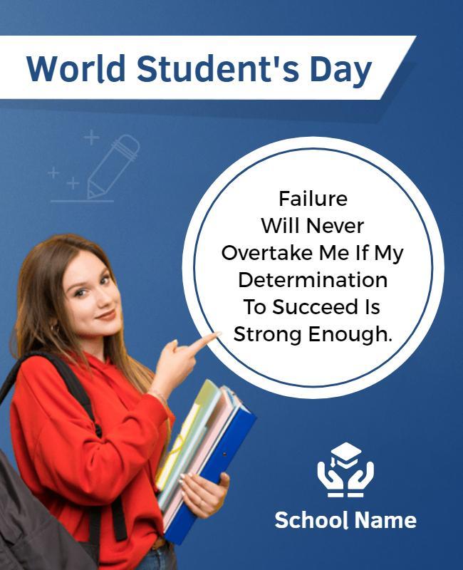 Inspirational Blue Student Motivation Day Poster Template