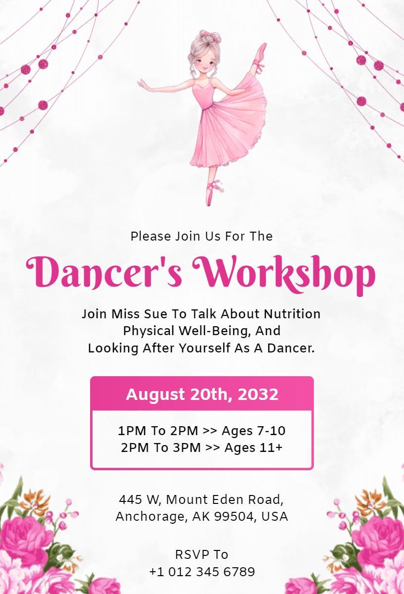 Inspirational Dancer's Wellness Education Workshop Invitation Template