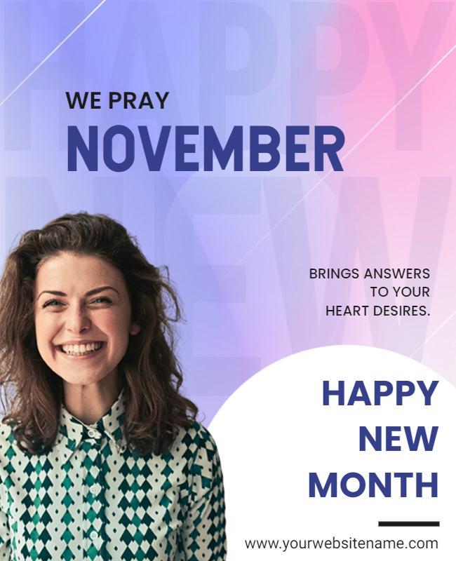 Inspirational Gradient November New Month Celebration Poster Template