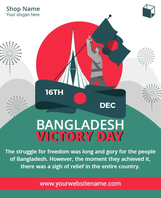 Inspirational Green Bangladesh Victory Day Celebration Poster Template