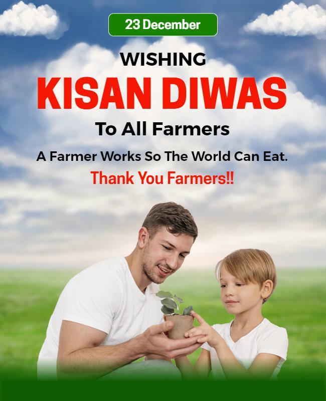 Inspirational Green Kisan Diwas Celebration Poster Template