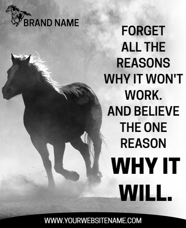 Inspirational Horse Motivational Quote Flyer Template