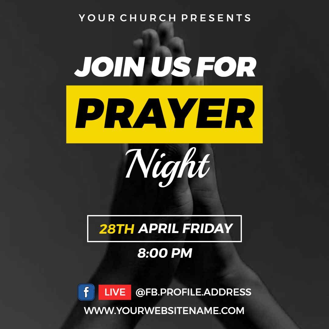 Inspirational Prayer Night Invitation for Church Event Ad Template
