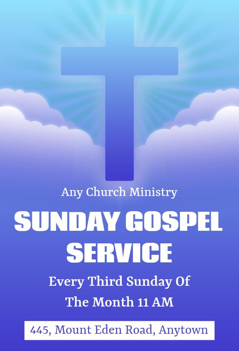 Inspirational Sunday Gospel Service Church Invitation Template