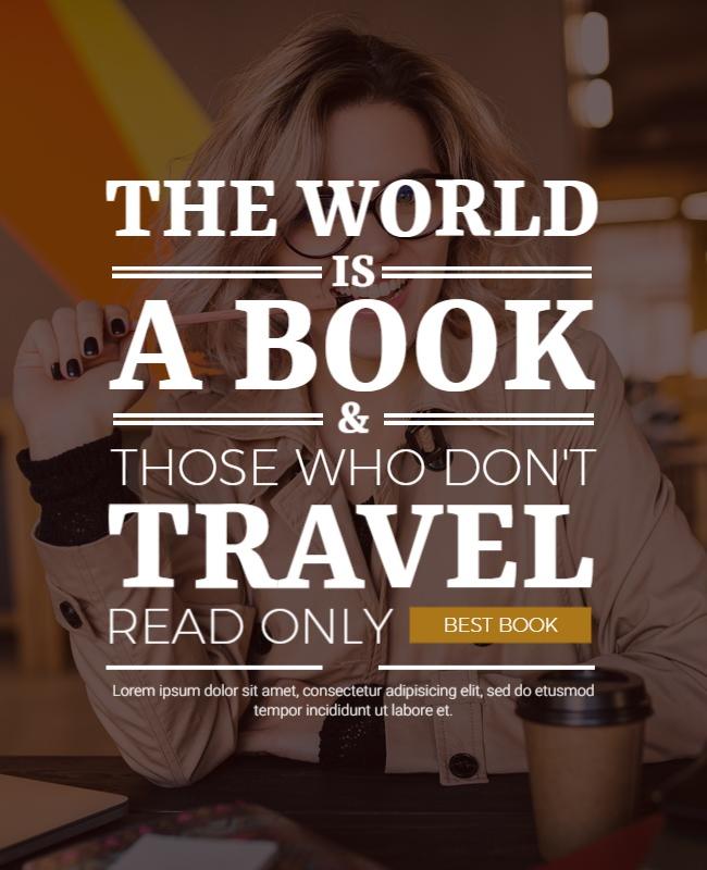 Inspirational Travel Quote in Warm Coffee Shop Poster Template