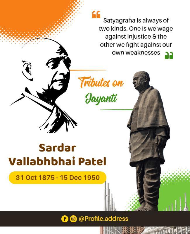 Inspirational Tribute to Sardar Vallabhbhai Patel Poster Template