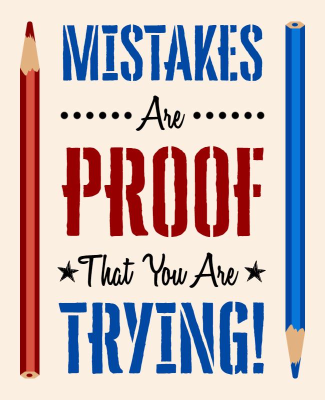 Inspirational Typography with Red and Blue Pencils Poster Template