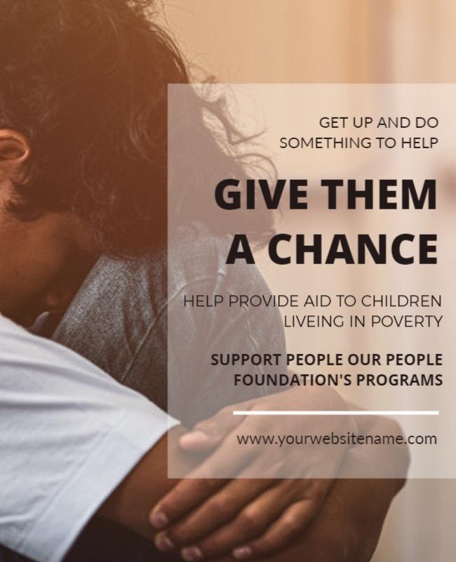 Inspirational Warm Color Charity Support for Children Poster Template