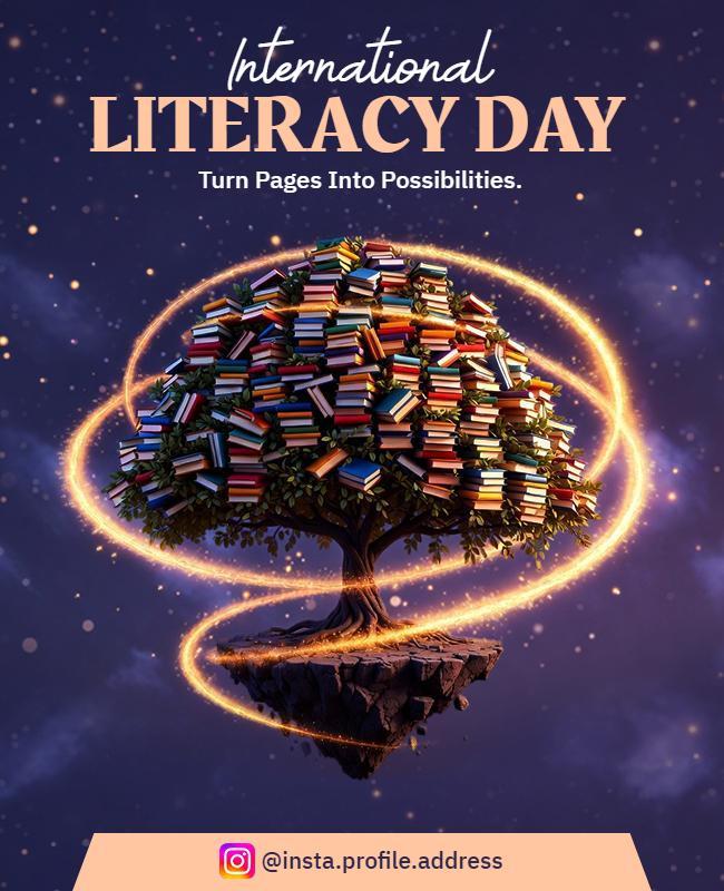 Inspire Reading on International Literacy Day Poster Template