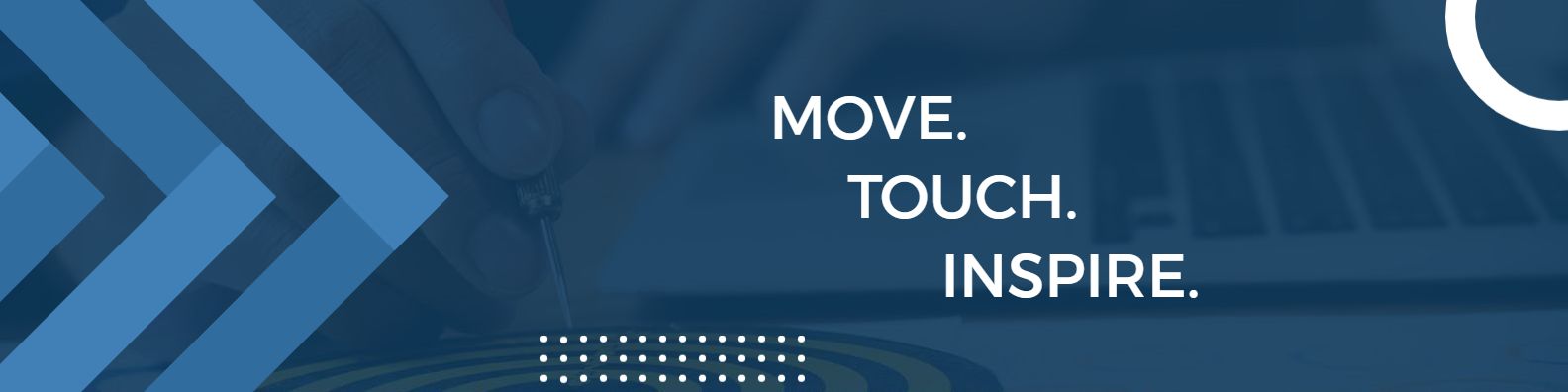 Inspiring Action Words on Blue Geometric Design LinkedIn Banner Template