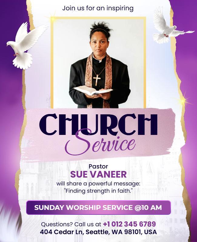 Inspiring Church Service Announcement Flyer Template