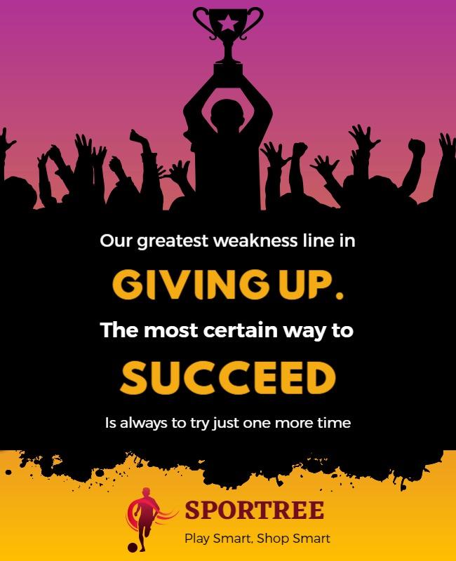 Inspiring Motivational Sports Success Quote Poster Template