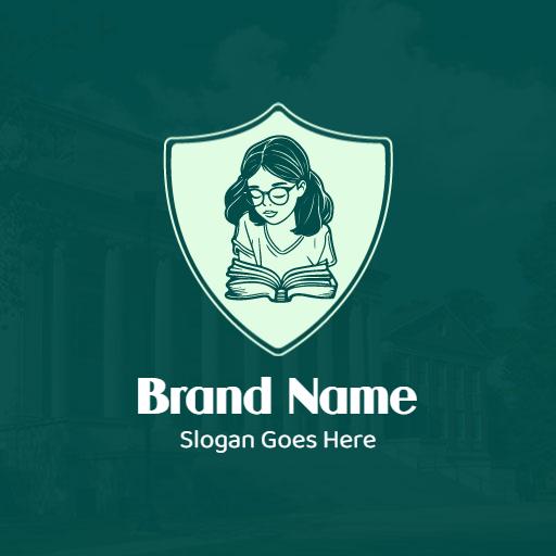 Inspiring Student Reading Inside Shield Represents Education Logo Template