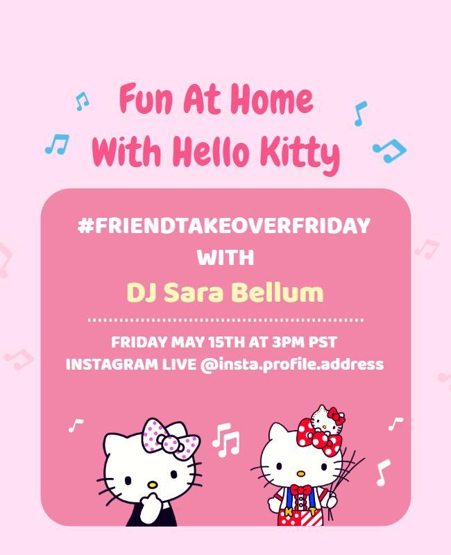 Instagram Live Hello Kitty Event Flyer Template