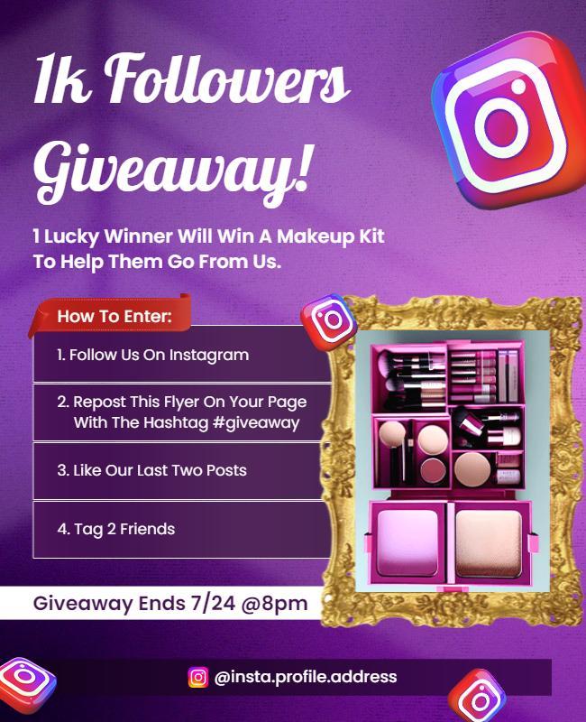 Instagram Makeup Giveaway Promotional Flyer Template