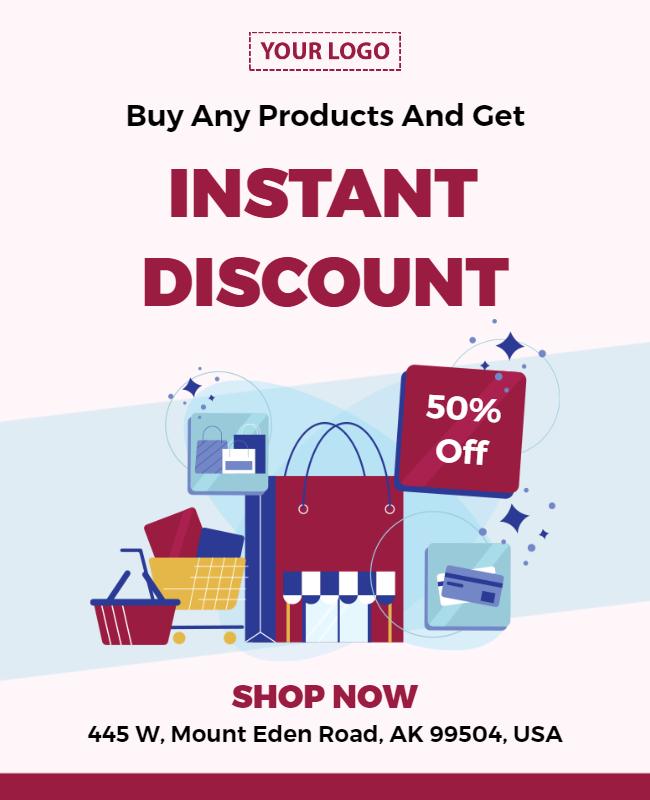 Instant Discount Shopping Promotion Flyer Template