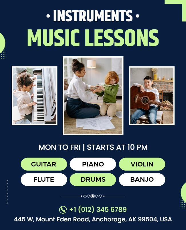 Instrument Music Lessons Promotional Flyer Template