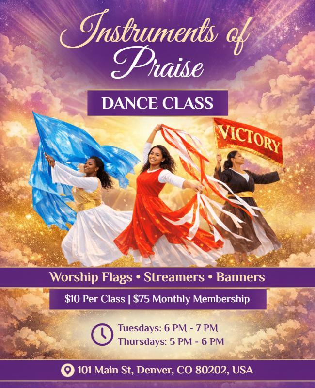 Instruments of Praise Dance Class Poster Template