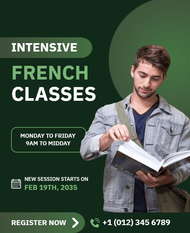 Intensive French Language Classes Flyer Template