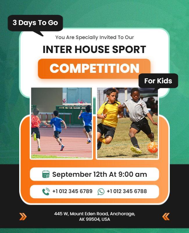 Inter House Kids Sports Competition Flyer Template