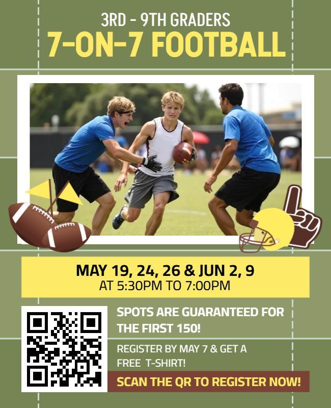 Interactive 7-on-7 Youth Football Program Flyer Template